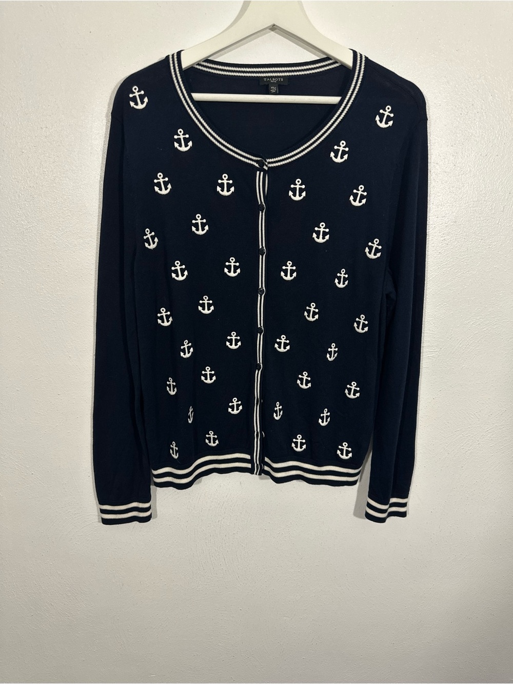 Talbots Embroidered Crew Neck Cardigan Sweater Women's Size XLP